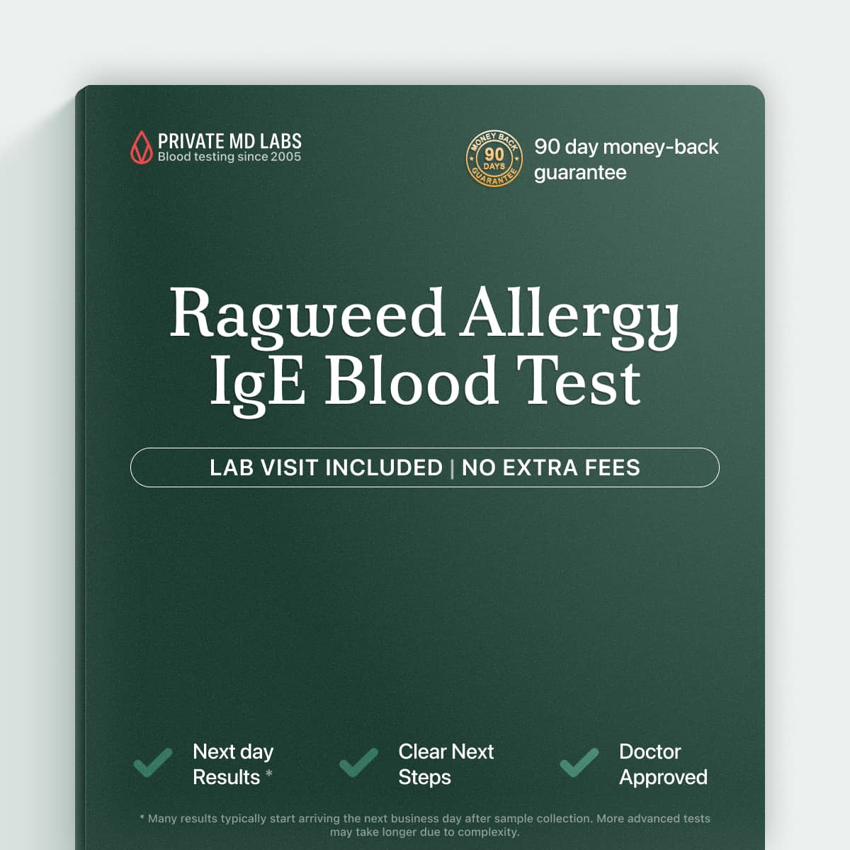 Ragweed allergy IgE blood test for seasonal sneezing, congestion, and itchy eyes