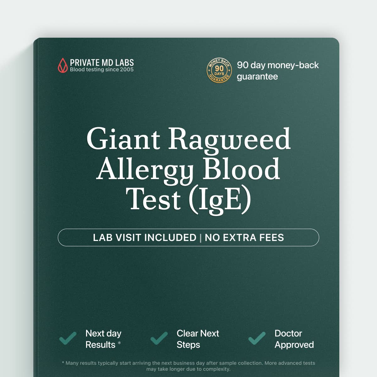 Giant ragweed IgE allergy blood test for seasonal sneezing and congestion symptoms