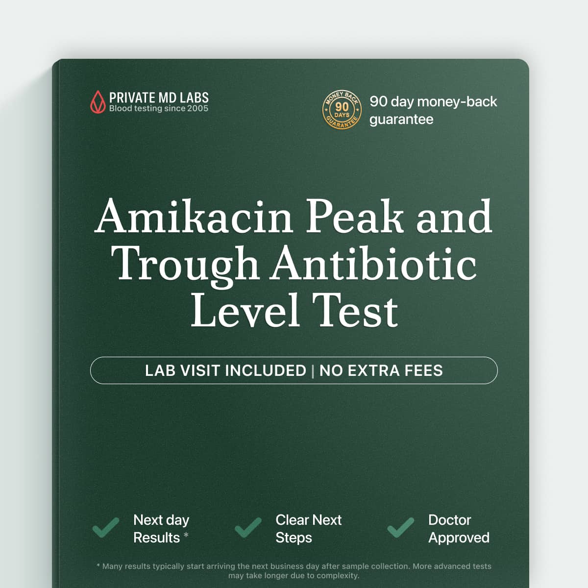 Amikacin peak and trough test for monitoring antibiotic levels during treatment