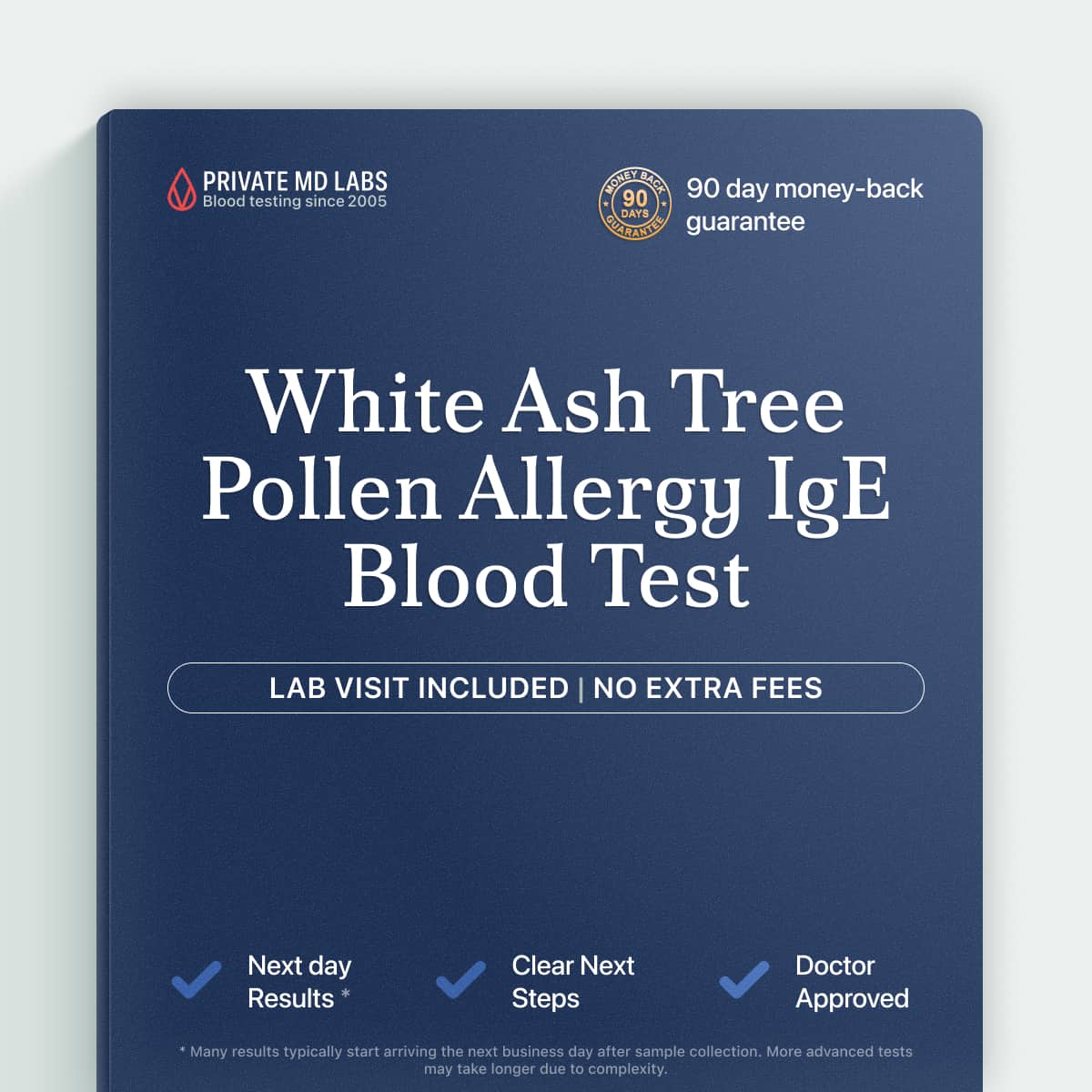 White ash tree allergy IgE blood test for seasonal sneezing and allergy symptoms