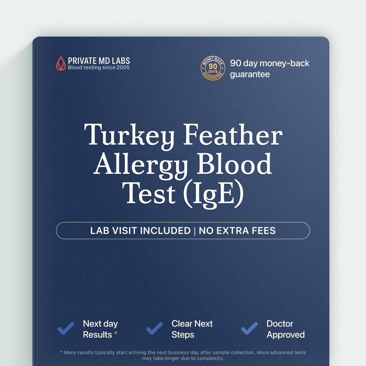 Turkey feather allergy IgE blood test for people with feather or bird-related allergy symptoms