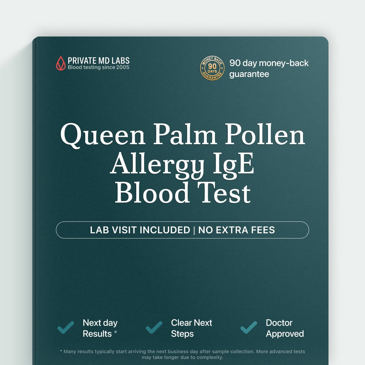 Queen Palm IgE allergy blood test for diagnosing pollen allergy symptoms