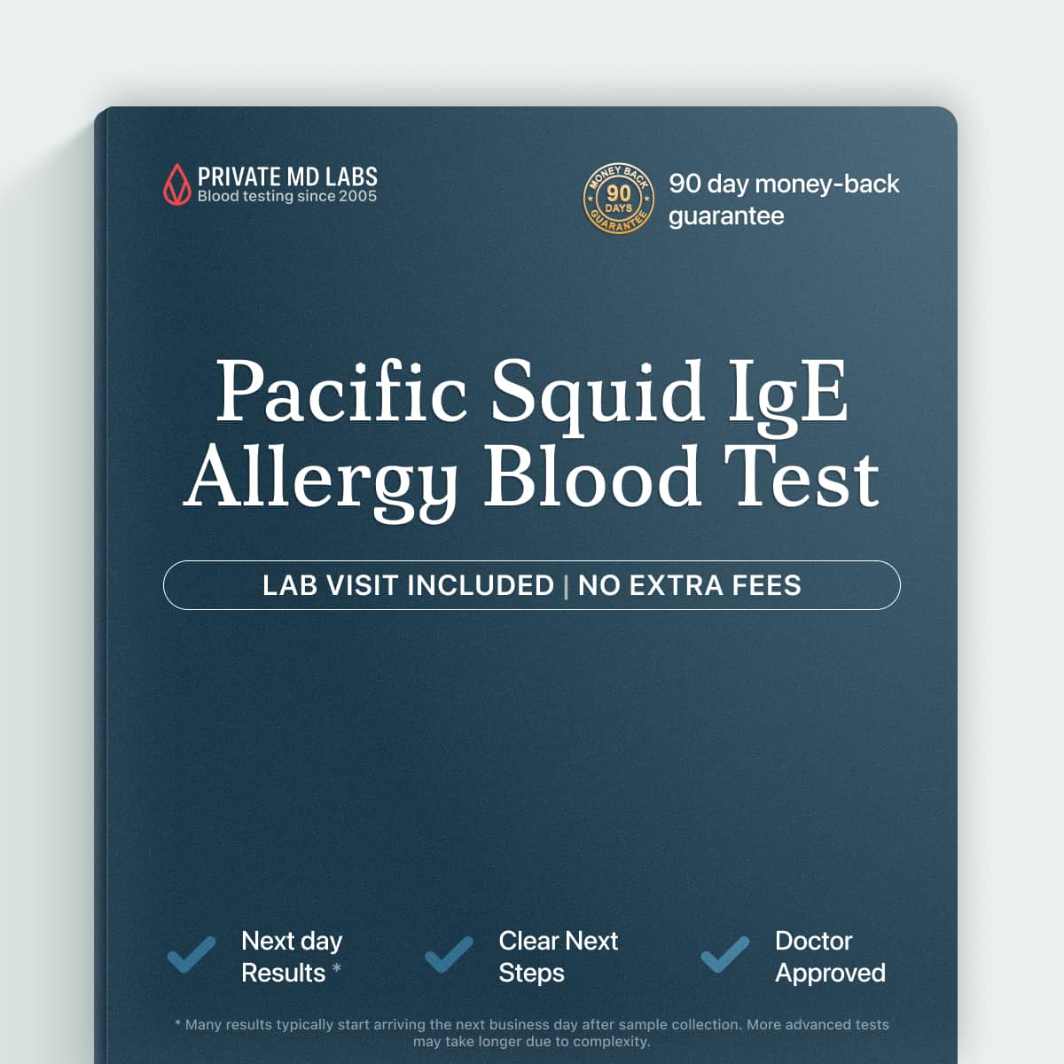 Pacific squid IgE allergy test for people with seafood reactions or shellfish sensitivity