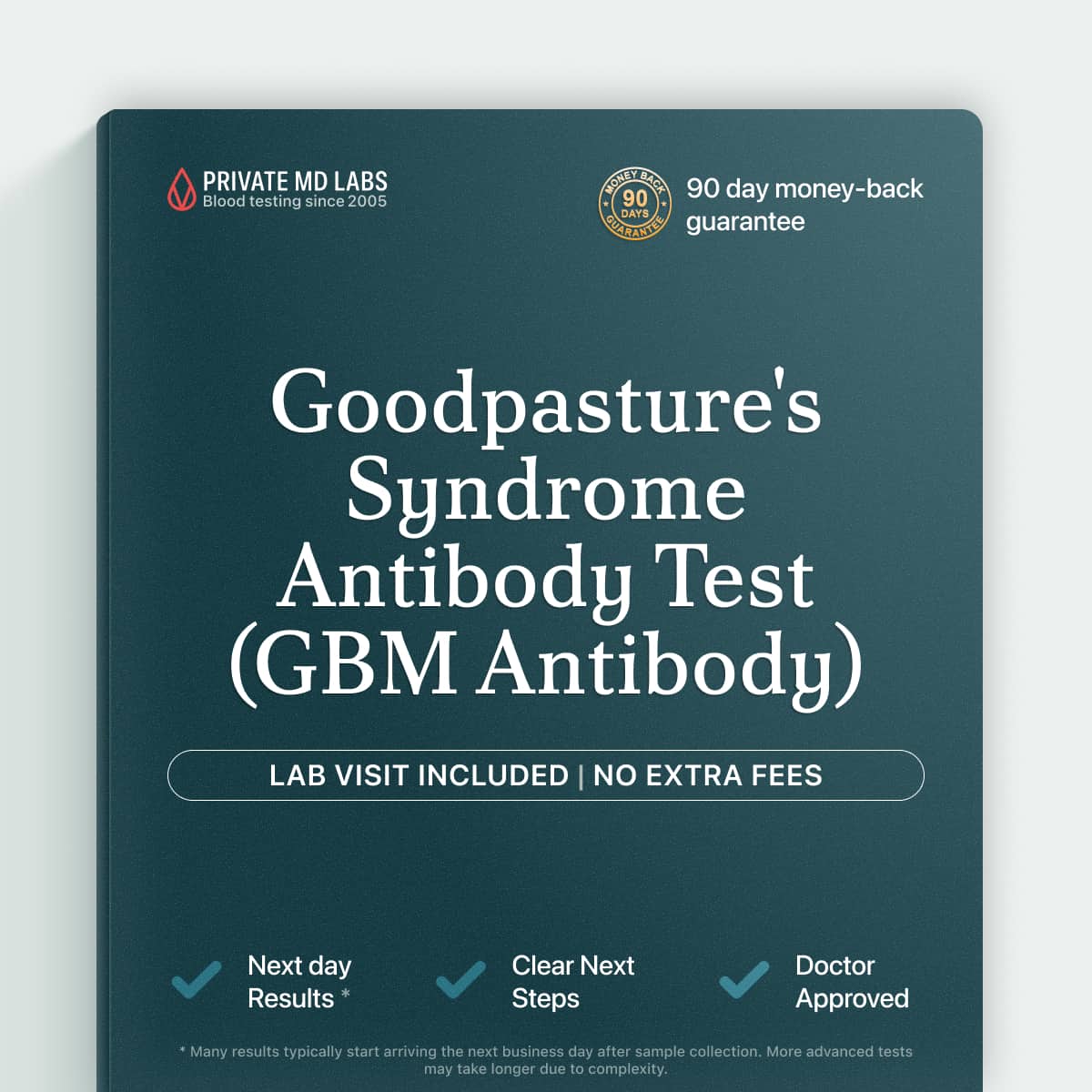 Antibody test for Goodpasture's syndrome symptoms like coughing blood, kidney issues