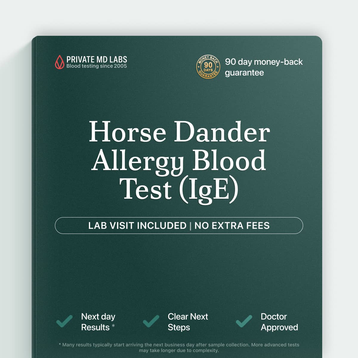 Horse dander IgE allergy blood test for horse-related sneezing, hives, or breathing symptoms
