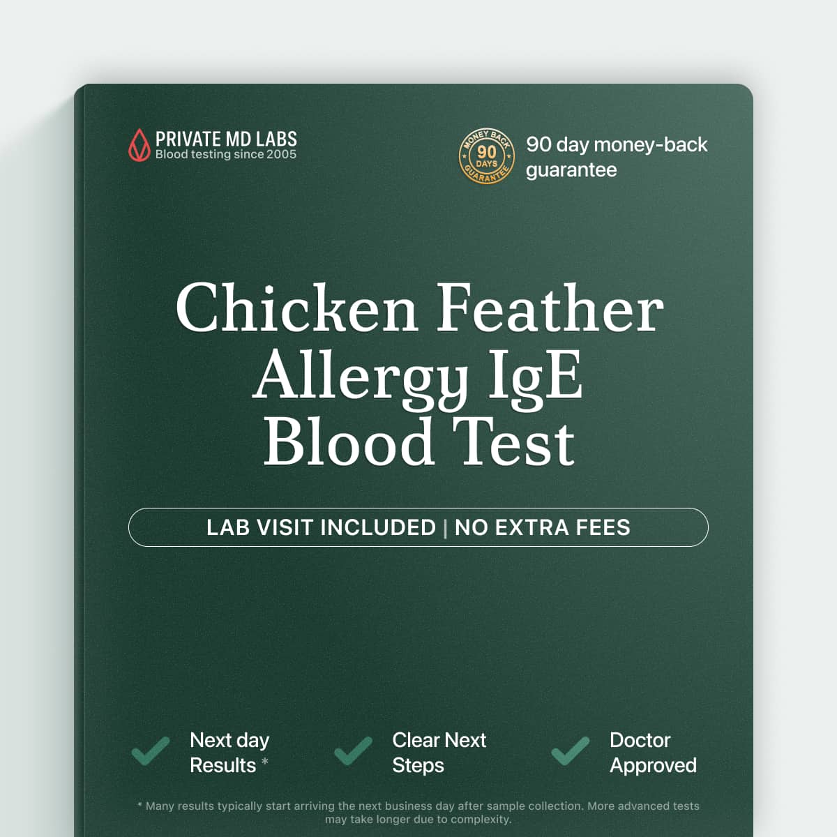 Chicken feathers IgE allergy blood test for people with feather exposure symptoms