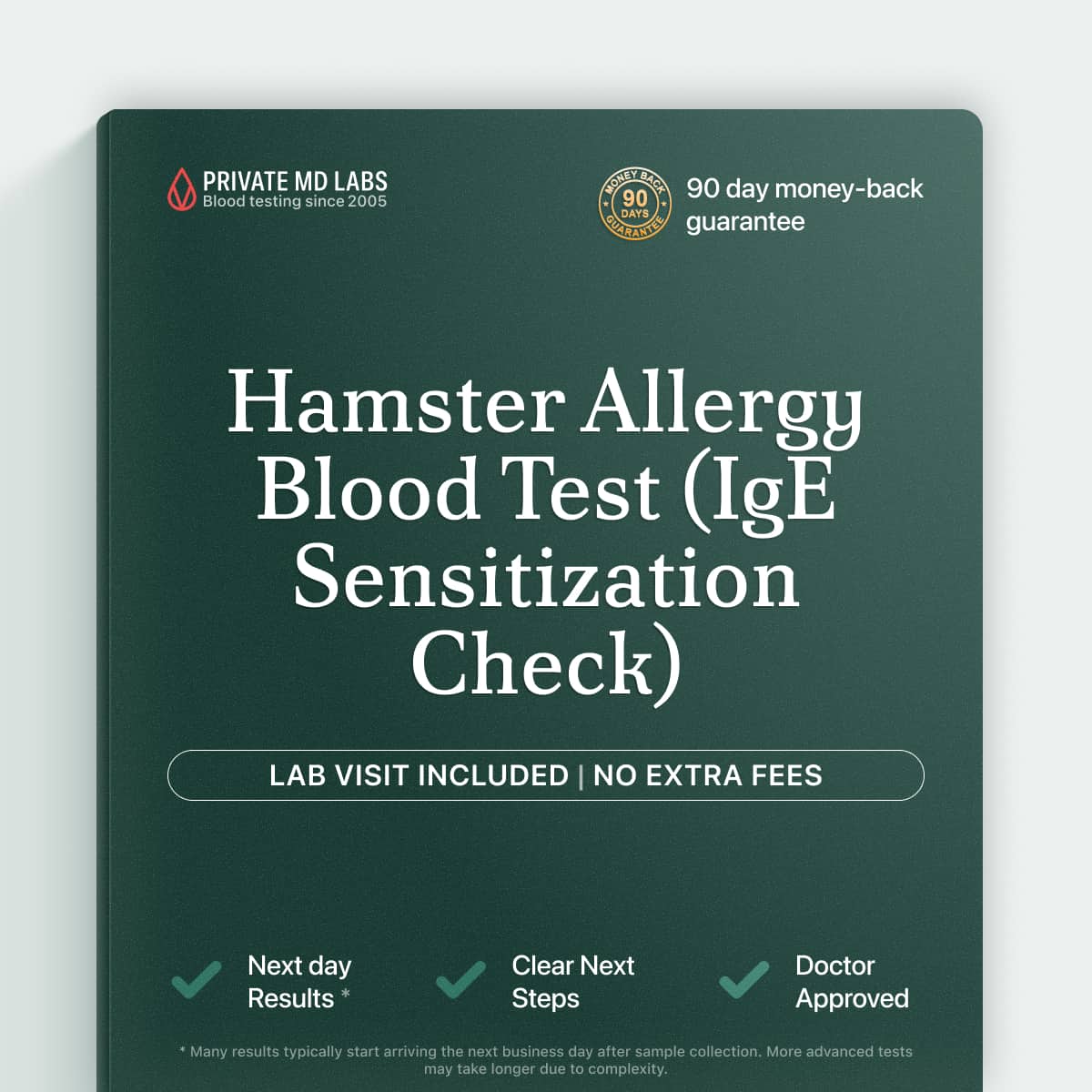 Allergy blood test detecting hamster epithelium IgE sensitization for pet allergy symptoms