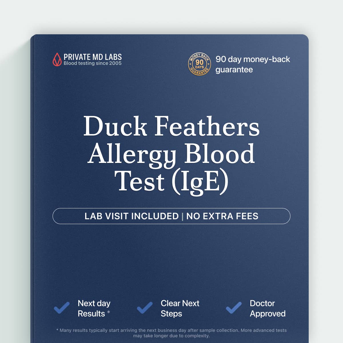 Duck feathers IgE allergy blood test for identifying feather allergen sensitivity