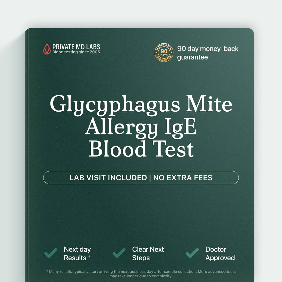 Allergy blood test for mite sensitivity detecting Glycyphagus domesticus IgE antibodies