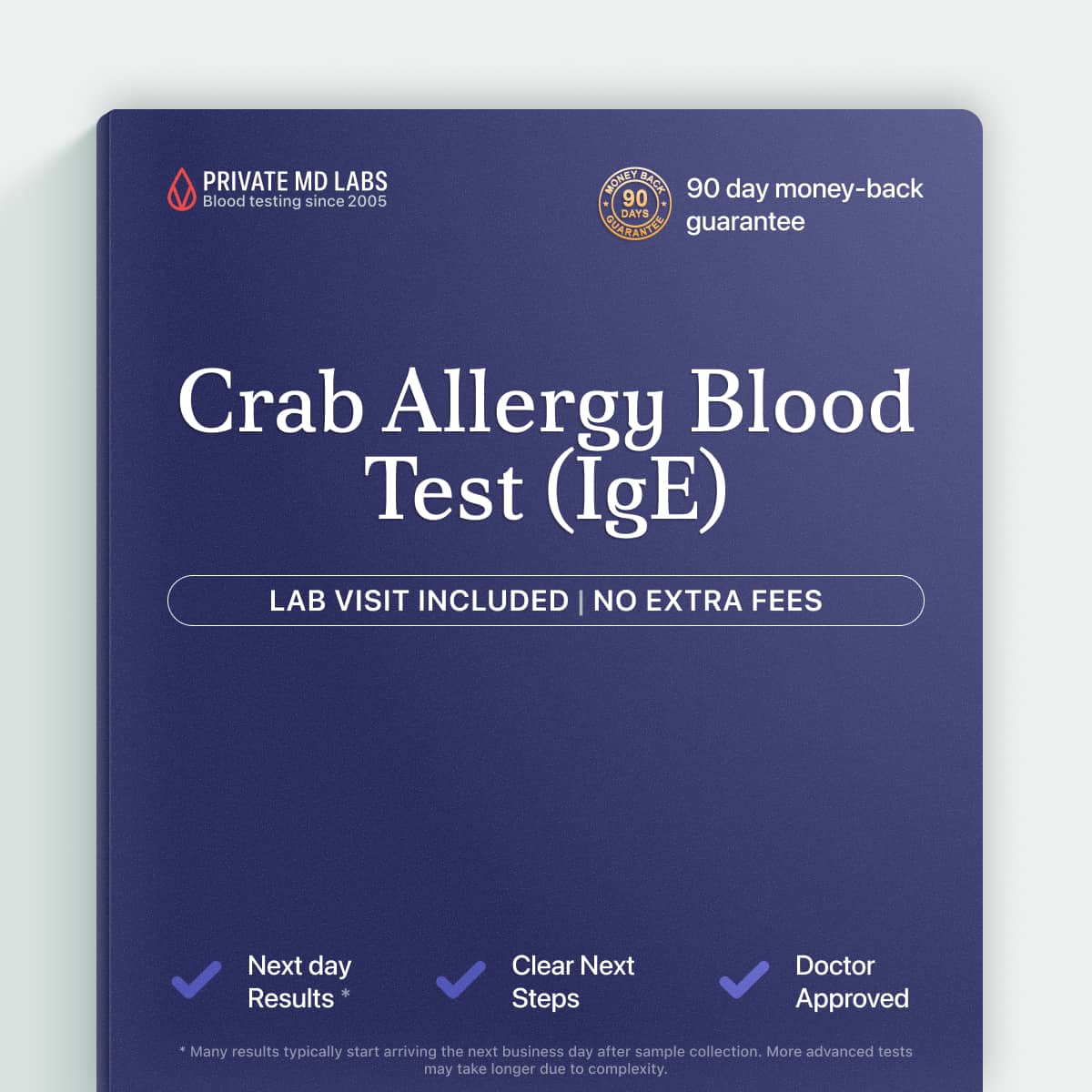 Crab allergy IgE blood test for people with shellfish reactions or food sensitivities