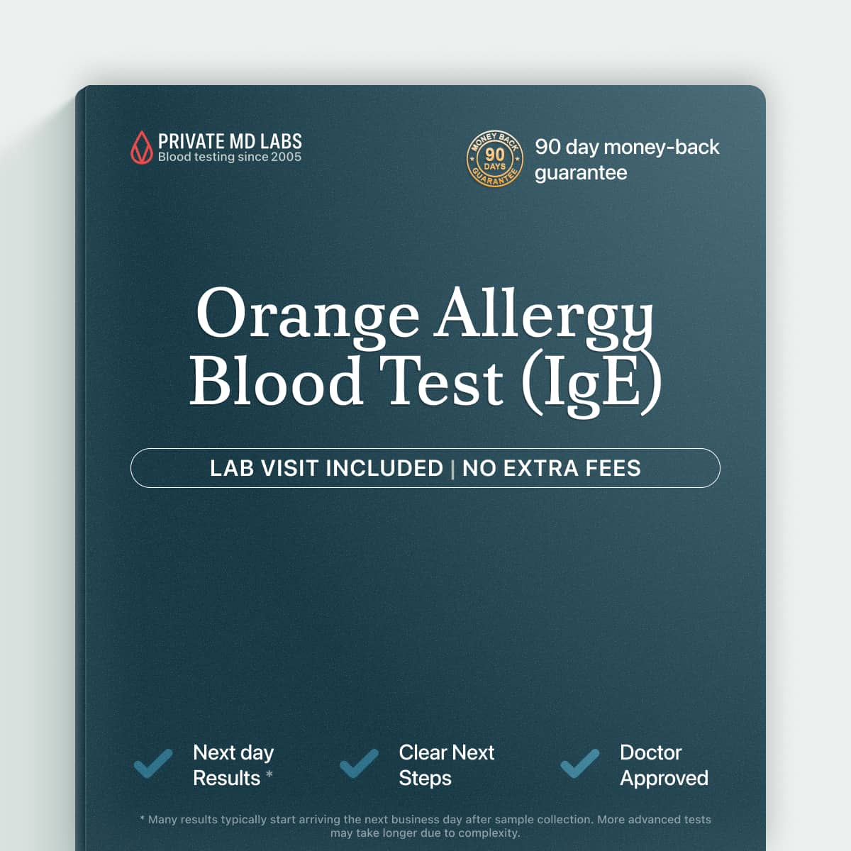 Orange IgE allergy test for people with reactions after eating citrus fruit