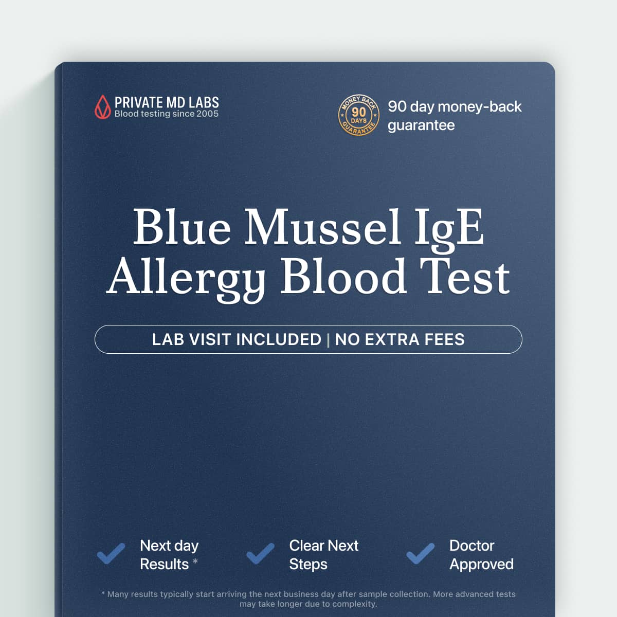 Blue mussel IgE allergy test for people with seafood reactions or shellfish sensitivity