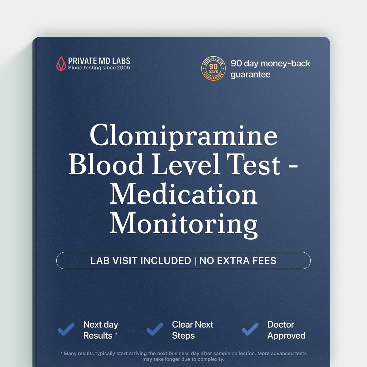 Clomipramine drug level test for monitoring antidepressant dosing and safety