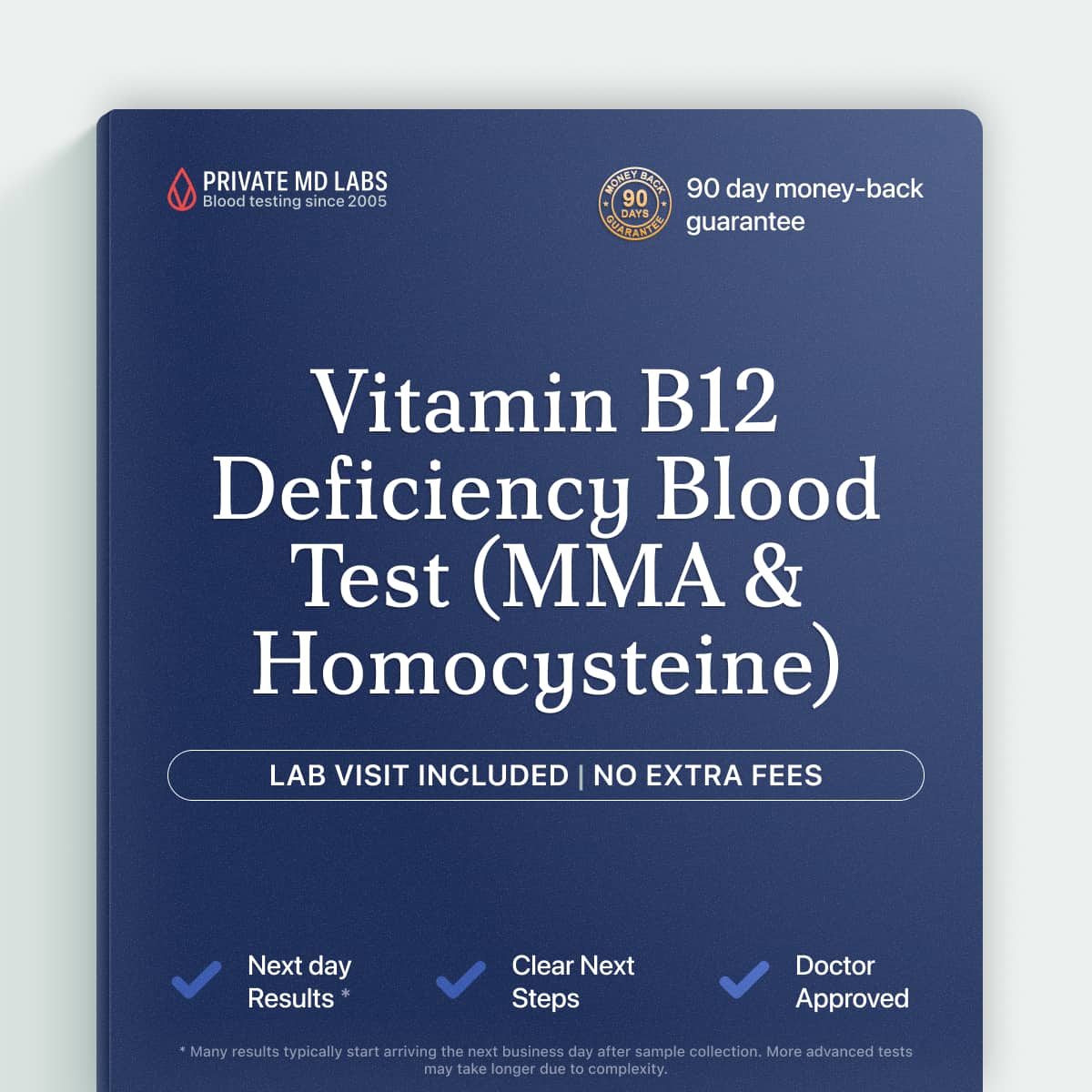 Nutrition-focused test checking B12 deficiency via methylmalonic acid and homocysteine levels