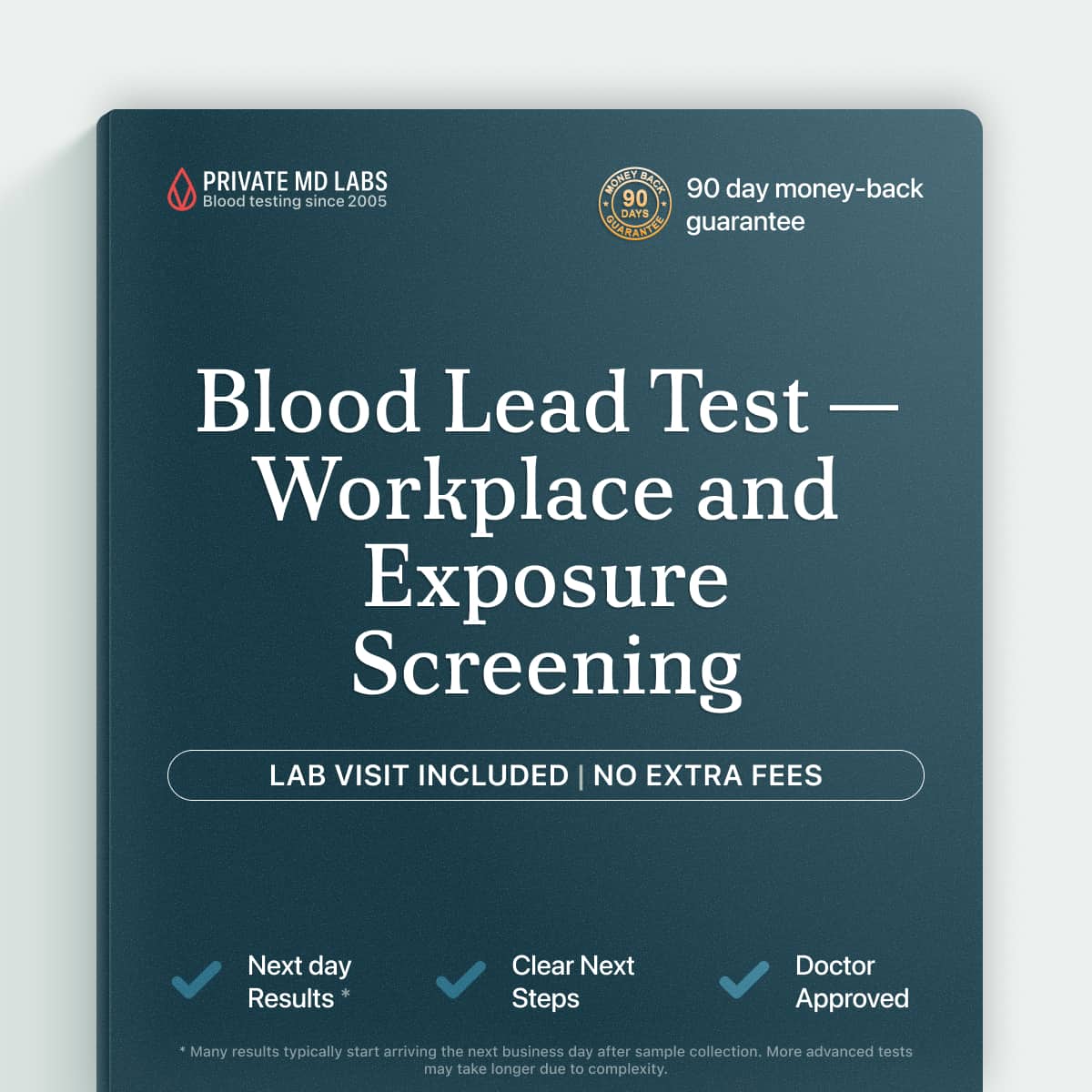 Blood lead test for workers and adults concerned about occupational or dietary lead exposure