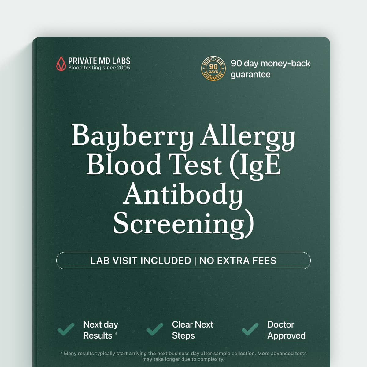 Allergen-specific IgE test for identifying Bayberry pollen allergy symptoms
