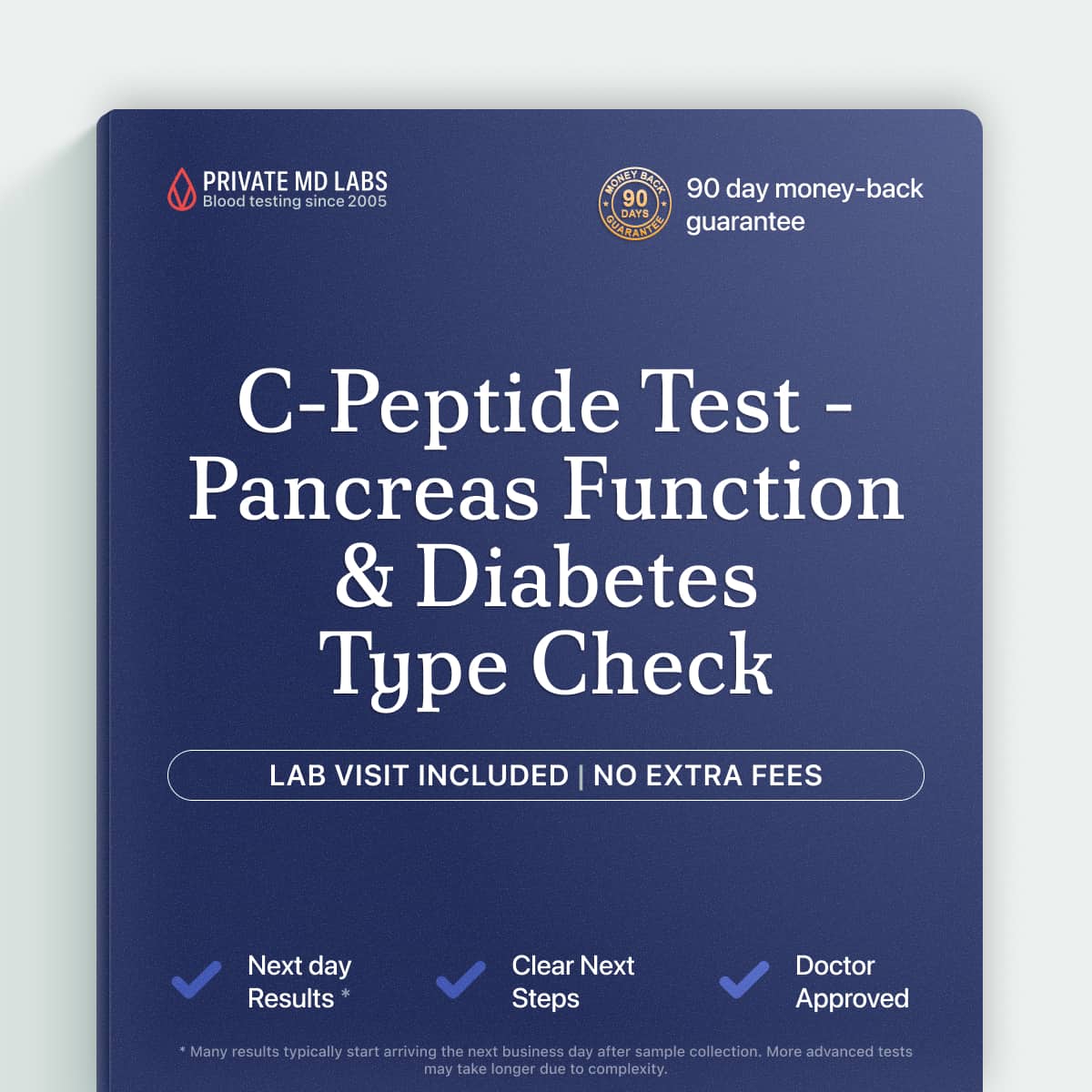 C-Peptide glucose response test for diabetes type and blood sugar evaluation