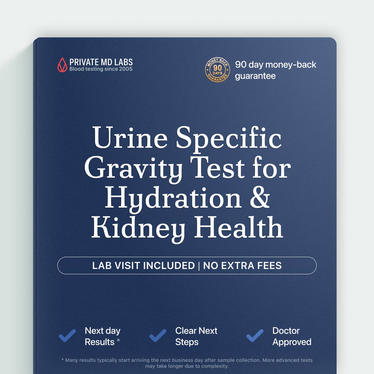 Urine specific gravity test for checking hydration and kidney concentration ability