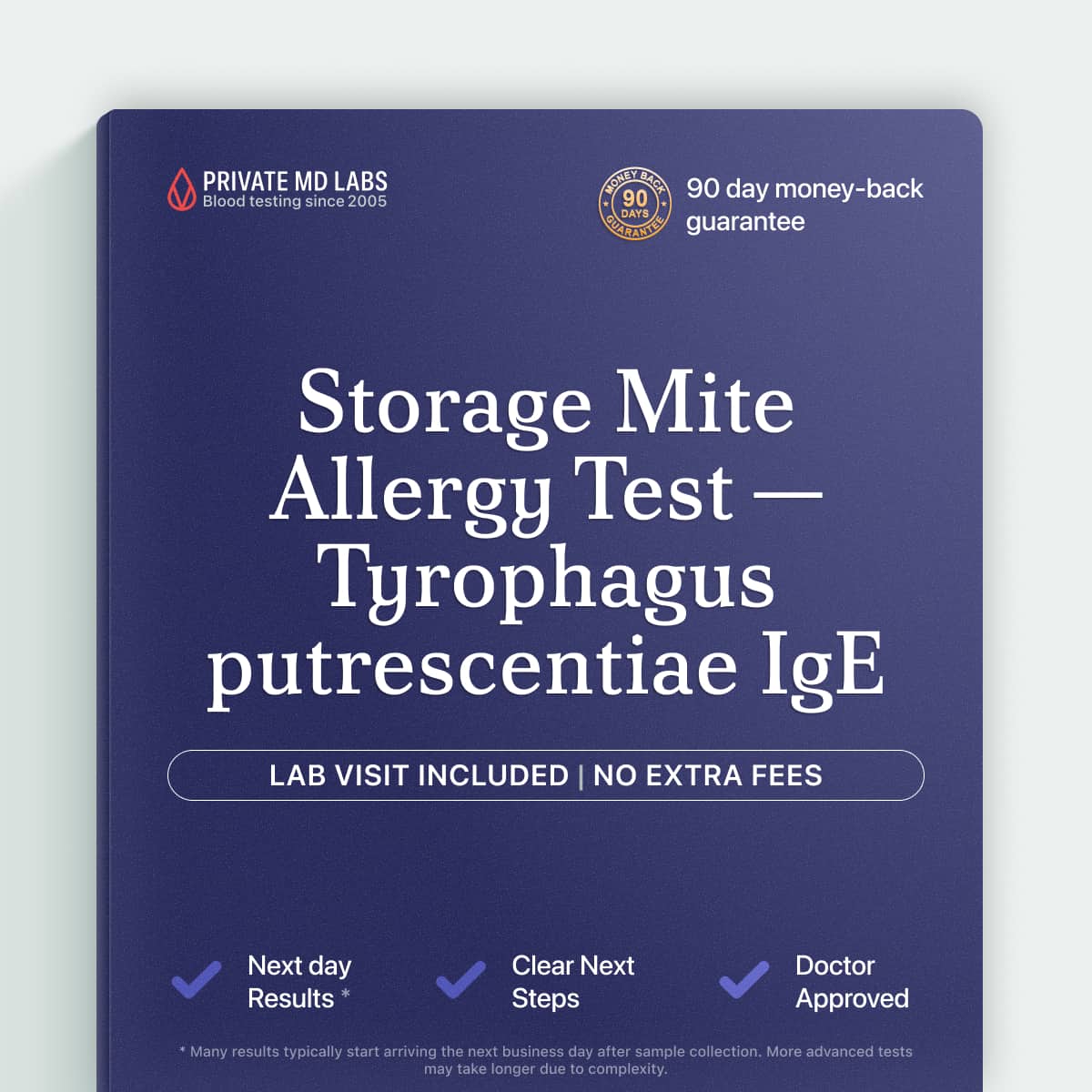 Allergy IgE test for storage mite (Tyrophagus putrescentiae) sensitivity screening