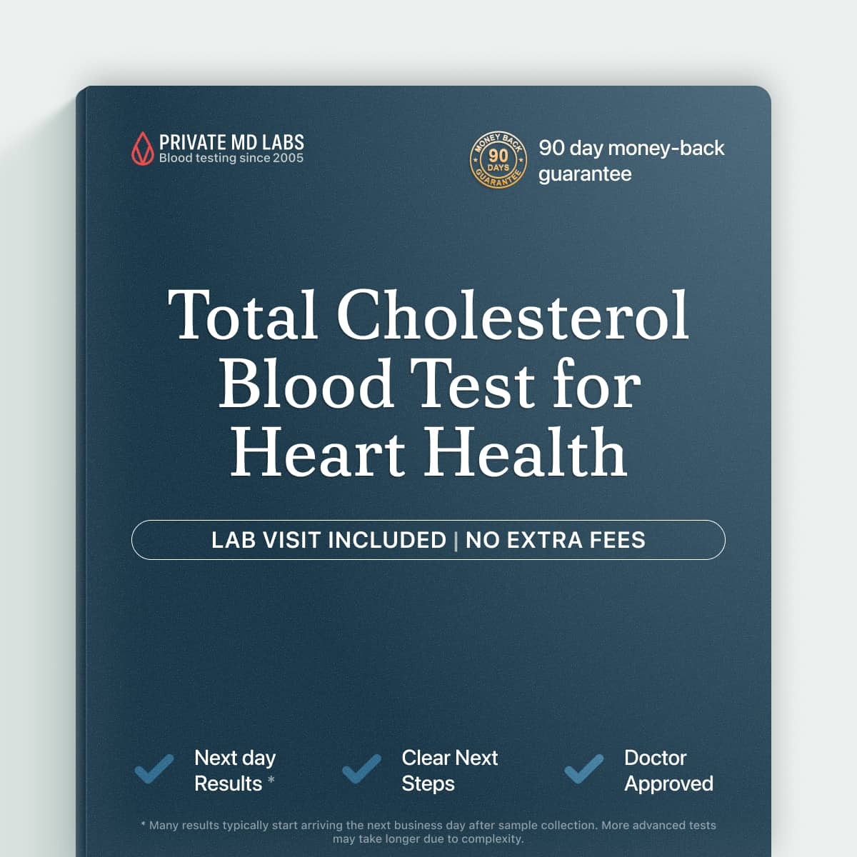 Total cholesterol blood test for heart disease and cardiovascular risk screening
