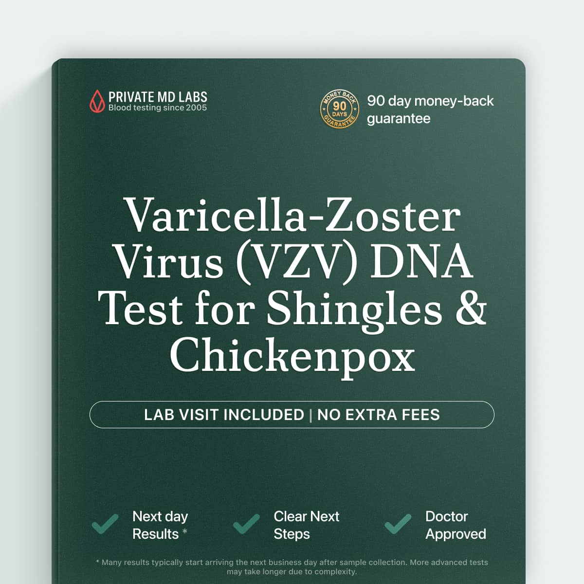 VZV DNA PCR test for diagnosing chickenpox or shingles infection symptoms