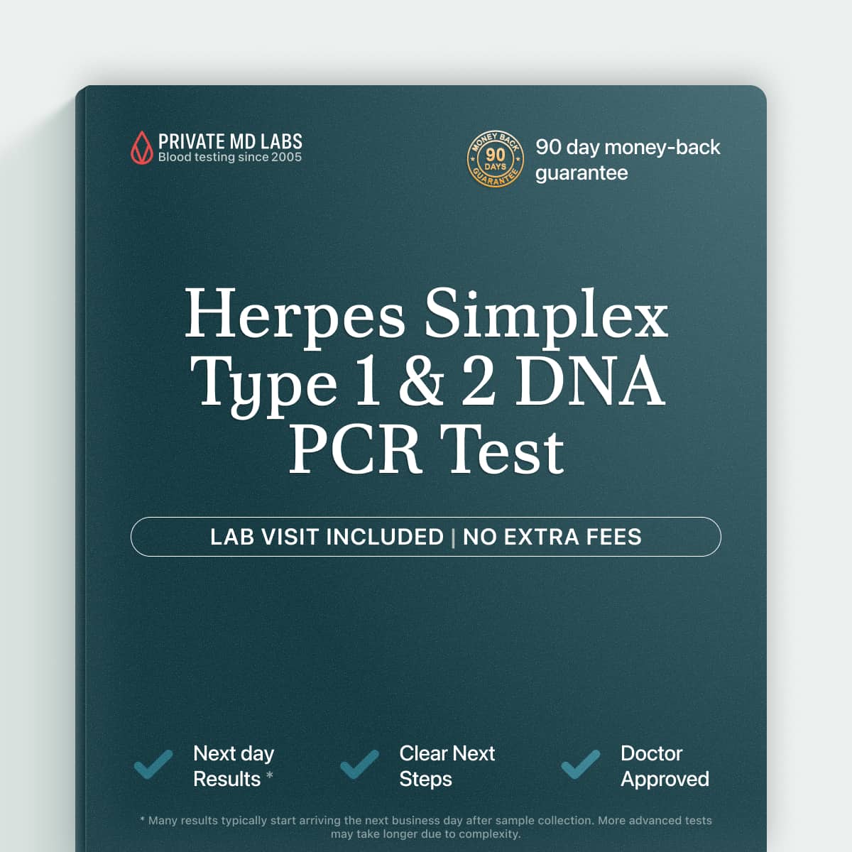 HSV-1 and HSV-2 DNA PCR test for diagnosing genital or oral herpes infections