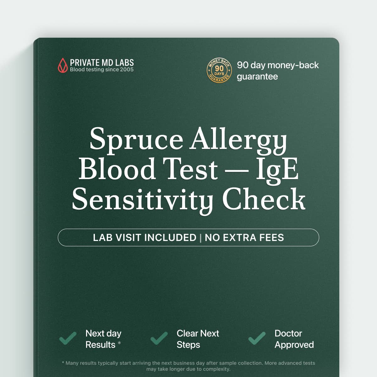 Spruce IgE allergy test for people with seasonal sneezing or respiratory symptoms