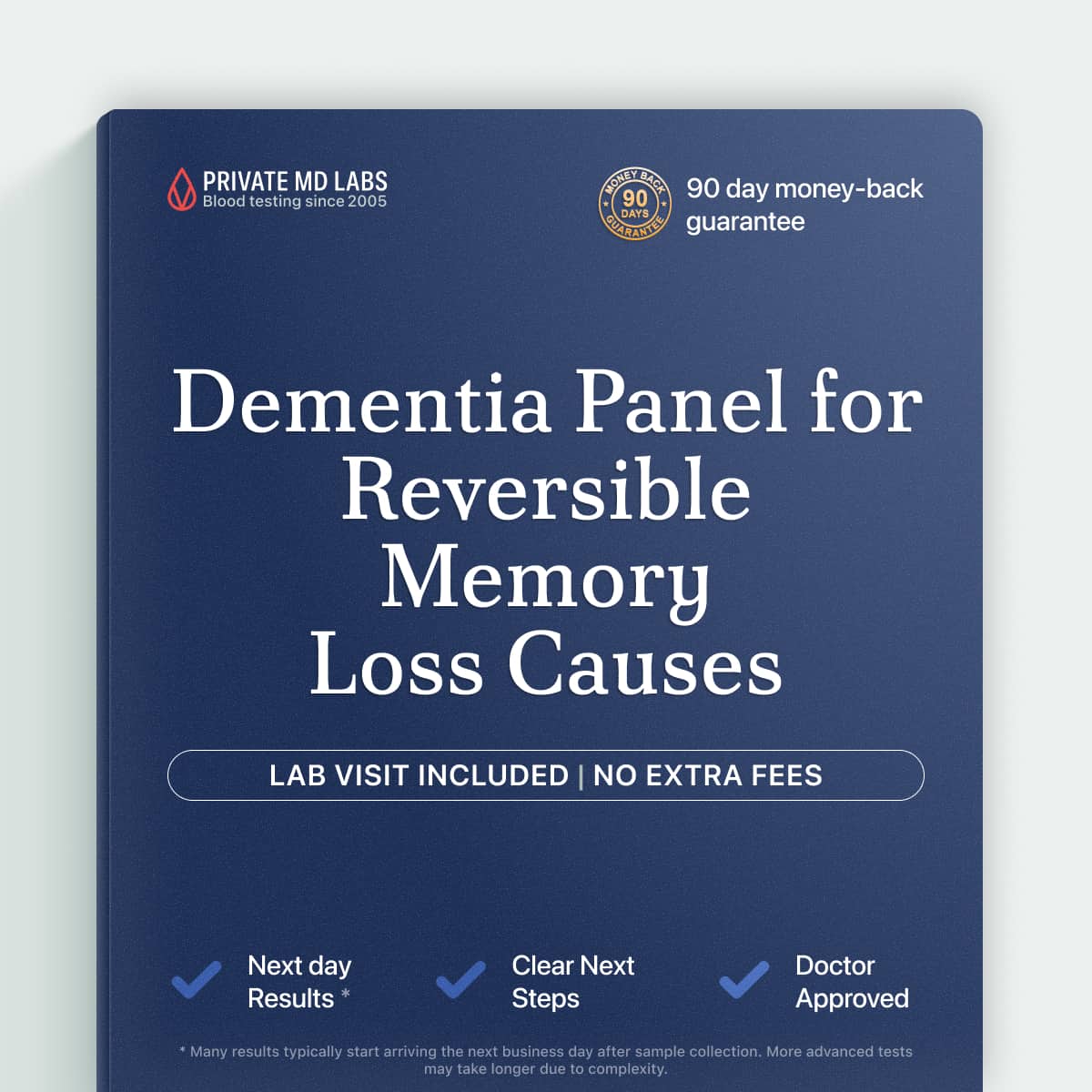 Dementia panel for older adults checking reversible causes like B12 and thyroid issues
