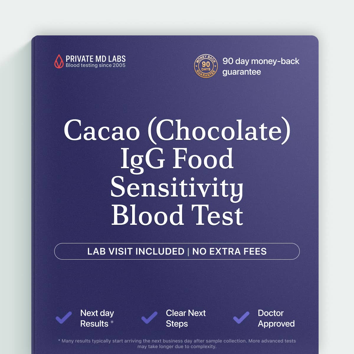 Cacao IgG food sensitivity test for chocolate-related digestive or skin symptoms