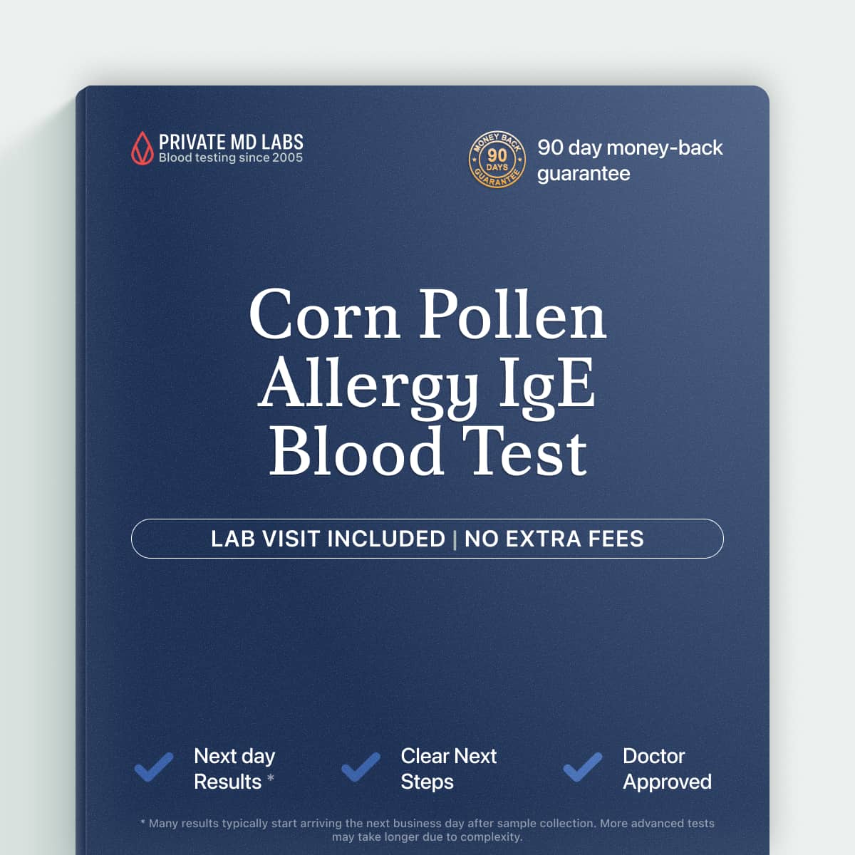 Corn grass pollen IgE allergy blood test for diagnosing pollen sensitivity symptoms