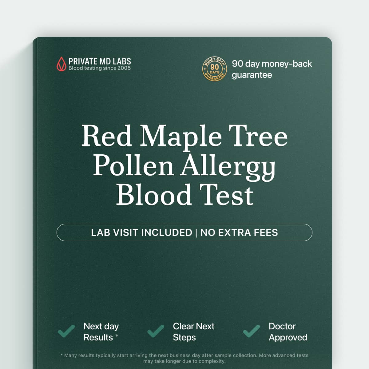 Allergy blood test for red maple tree pollen sensitivity and seasonal reactions