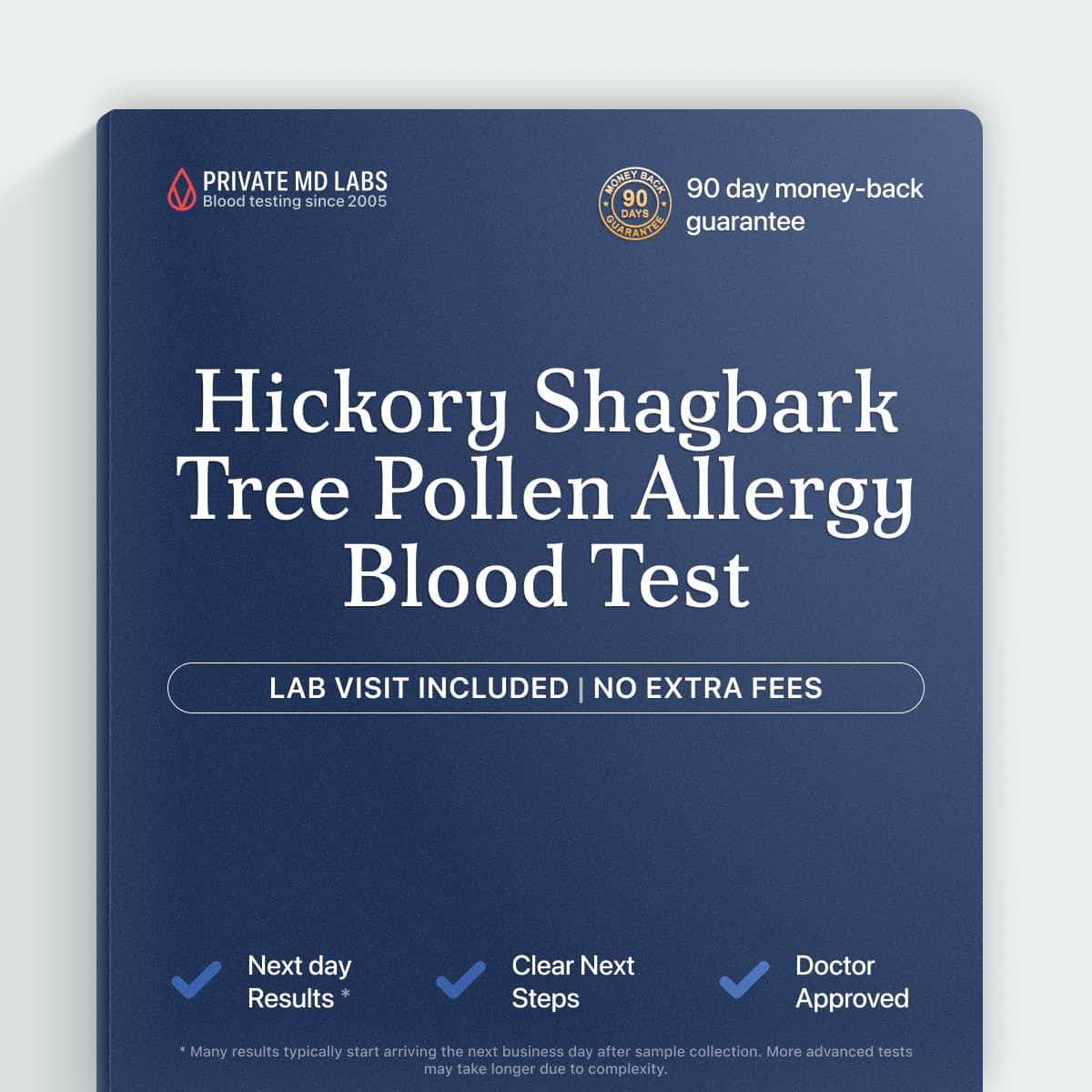Allergy blood test for Hickory Shagbark tree pollen sensitivity screening
