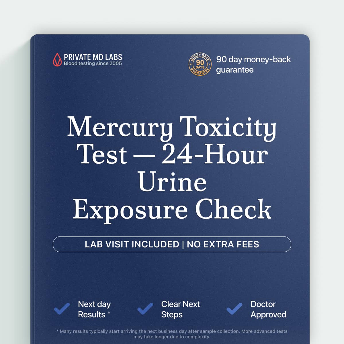 24-hour urine mercury test for adults with occupational or seafood-related toxin exposure