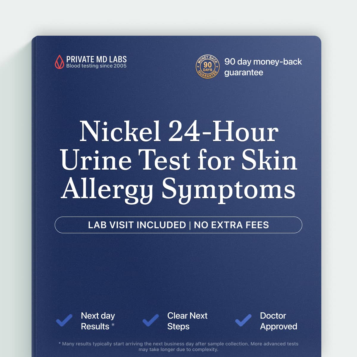 Nickel 24-hour urine test for skin allergy, dermatitis, and asthma symptoms