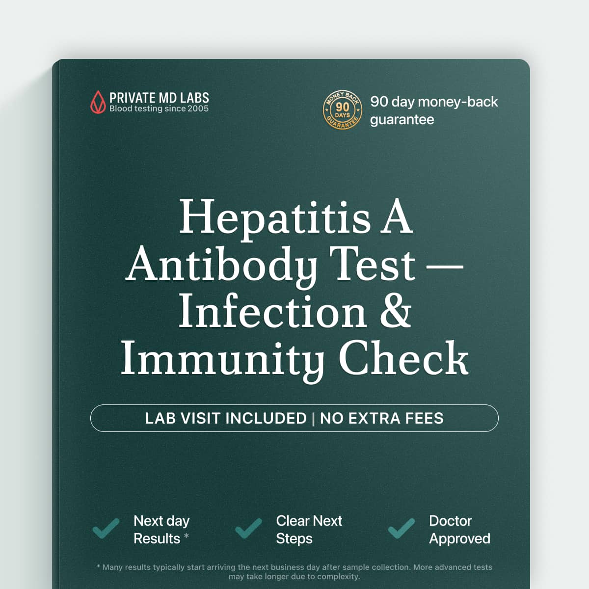 Hepatitis A antibody test for travelers or those checking past infection or immunity