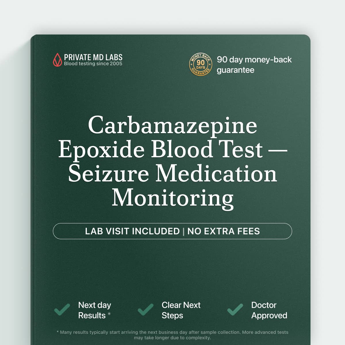 Carbamazepine epoxide blood test for monitoring seizure medication levels