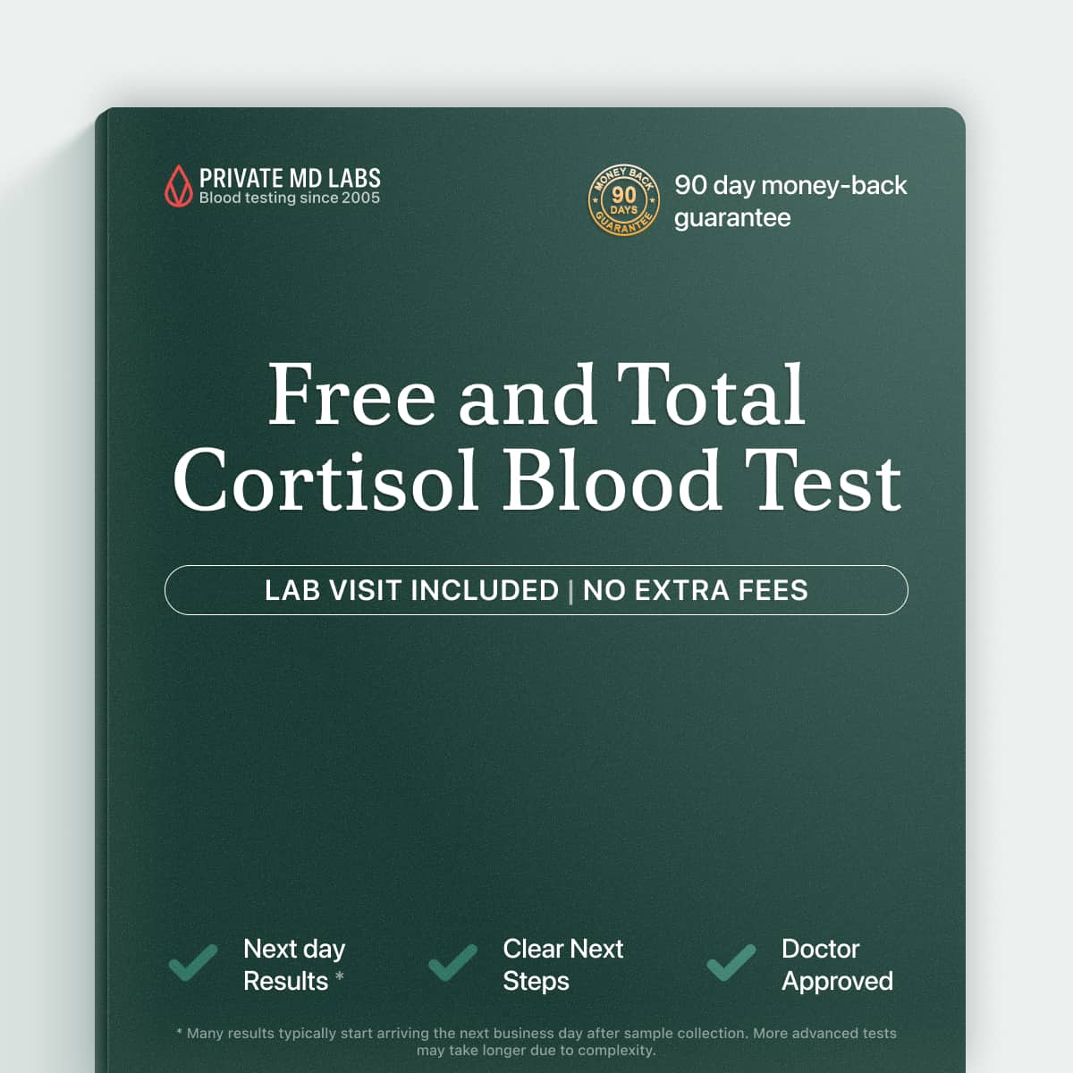 Cortisol test for adults with stress, fatigue, or Cushing's syndrome symptoms