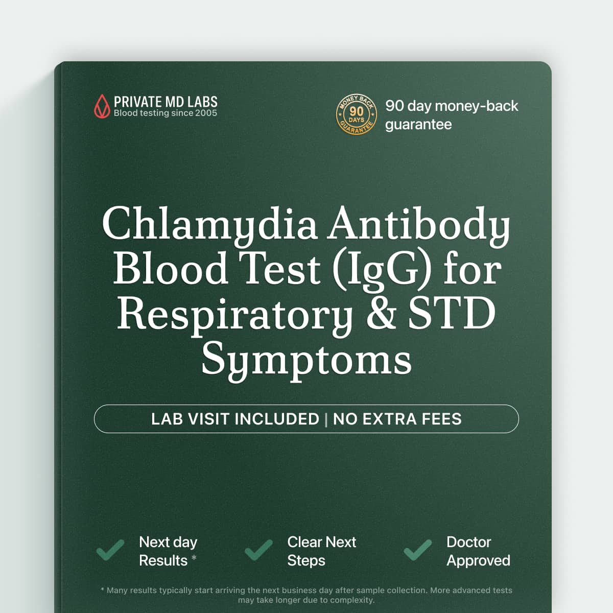 Chlamydia and Chlamydophila IgG antibody test for respiratory or STD infection symptoms