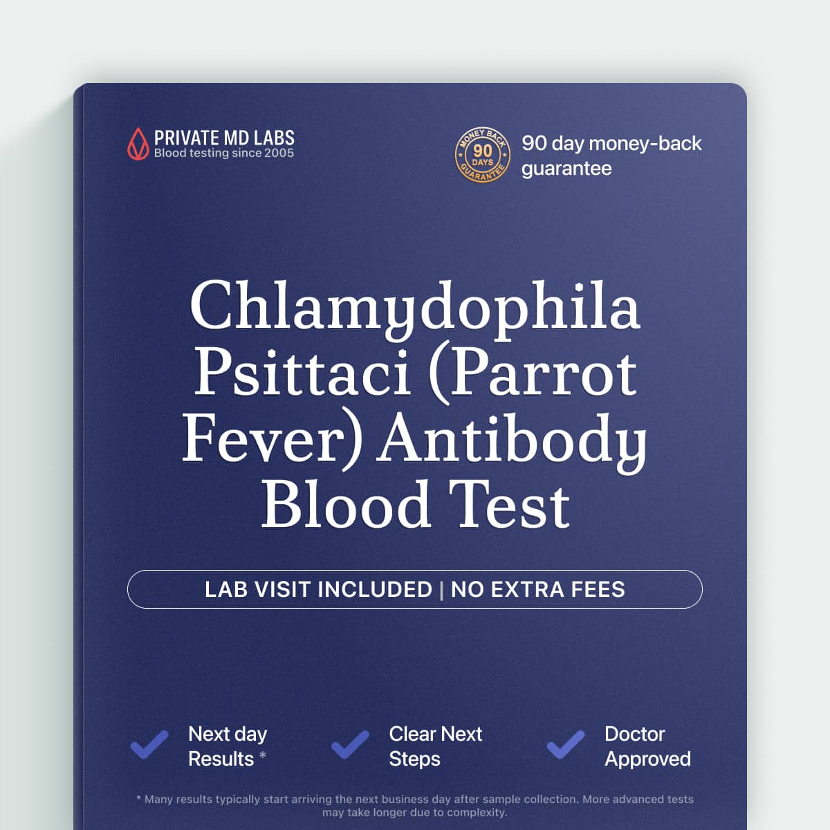 Antibody blood test for diagnosing psittacosis infection from bird exposure