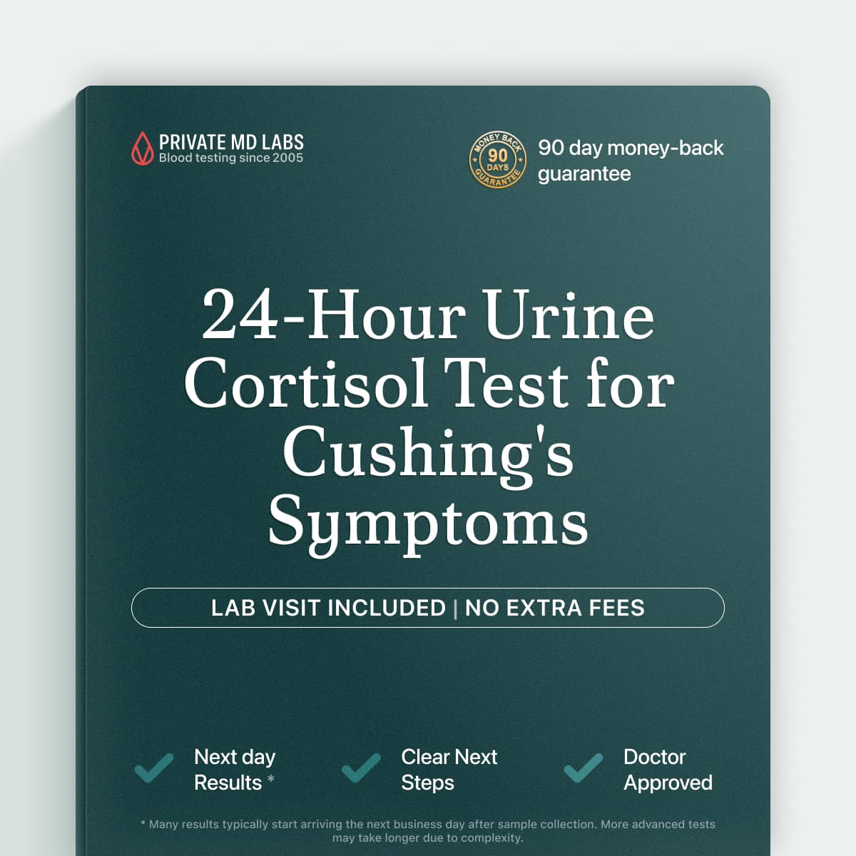 24-hour urine cortisol test for adults with stress, weight gain, or Cushing's symptoms