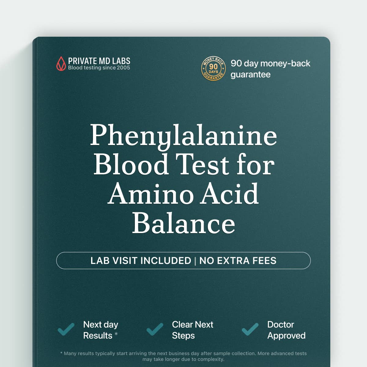 Phenylalanine amino acid blood test for nutrition and metabolic health screening