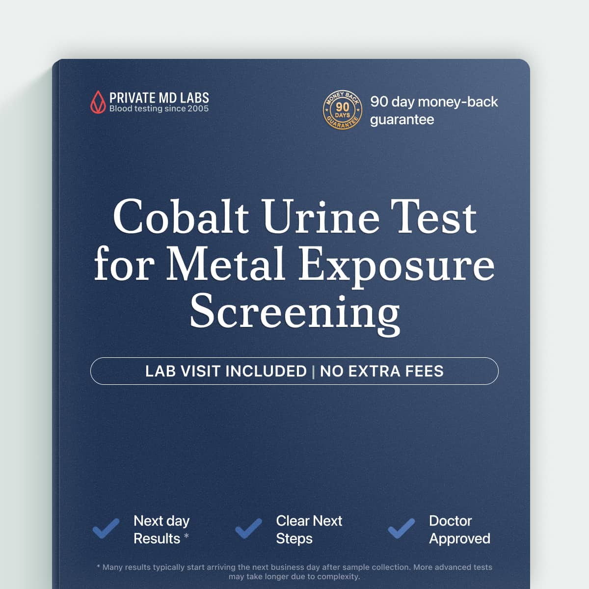 Cobalt urine test for checking industrial or occupational metal exposure levels