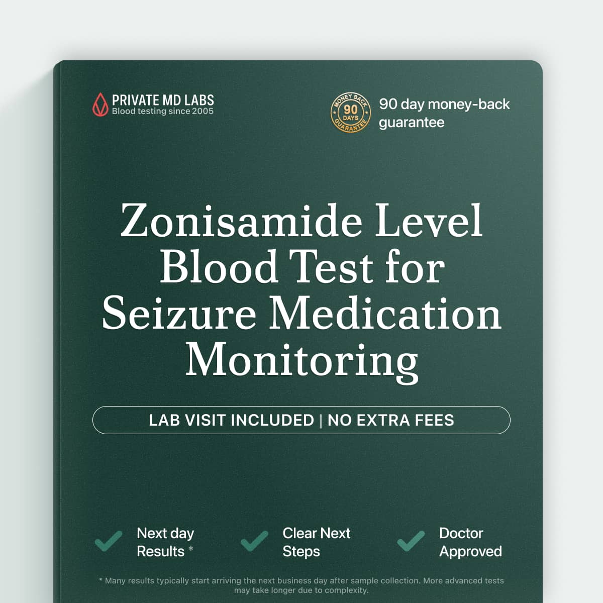 Zonisamide drug level blood test for patients on seizure medication therapy