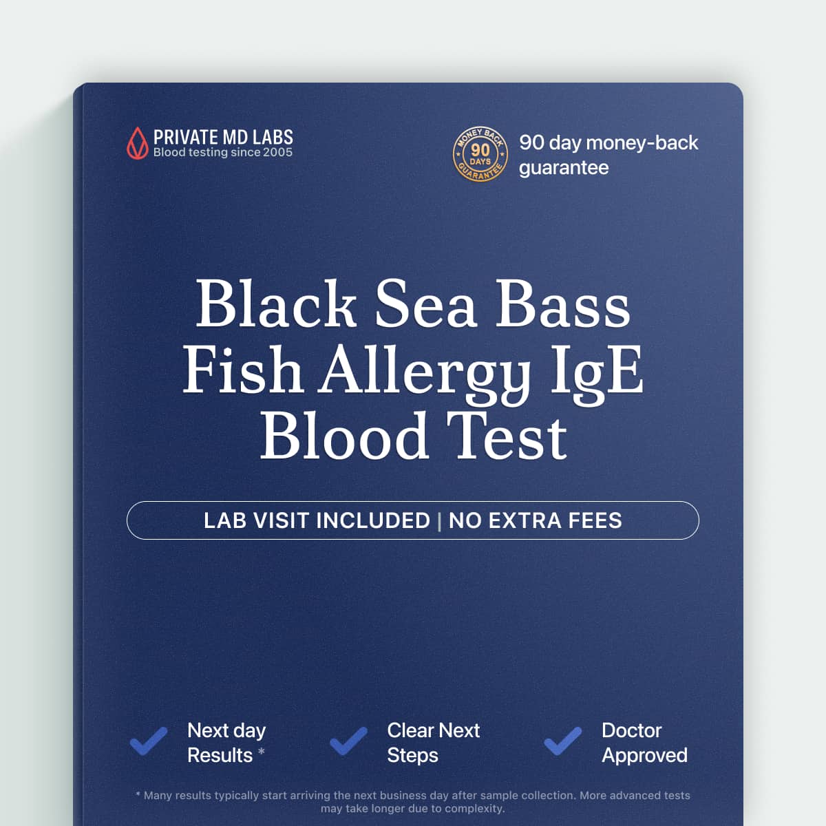 Food allergy test detecting IgE reaction to black sea bass fish