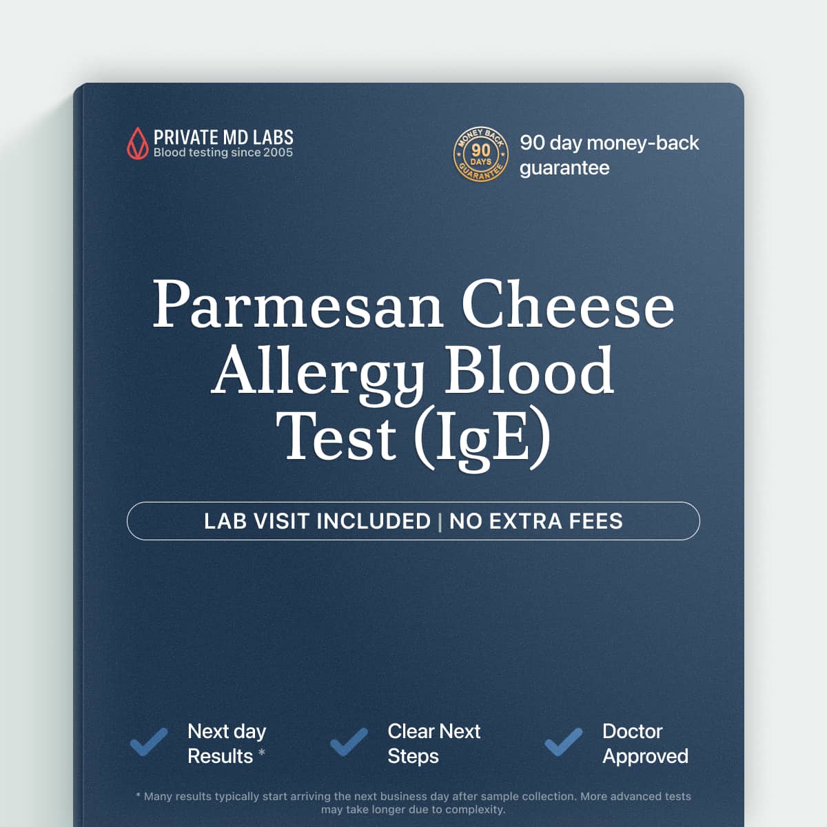 Parmesan cheese IgE allergy test for people with dairy reactions or food sensitivities