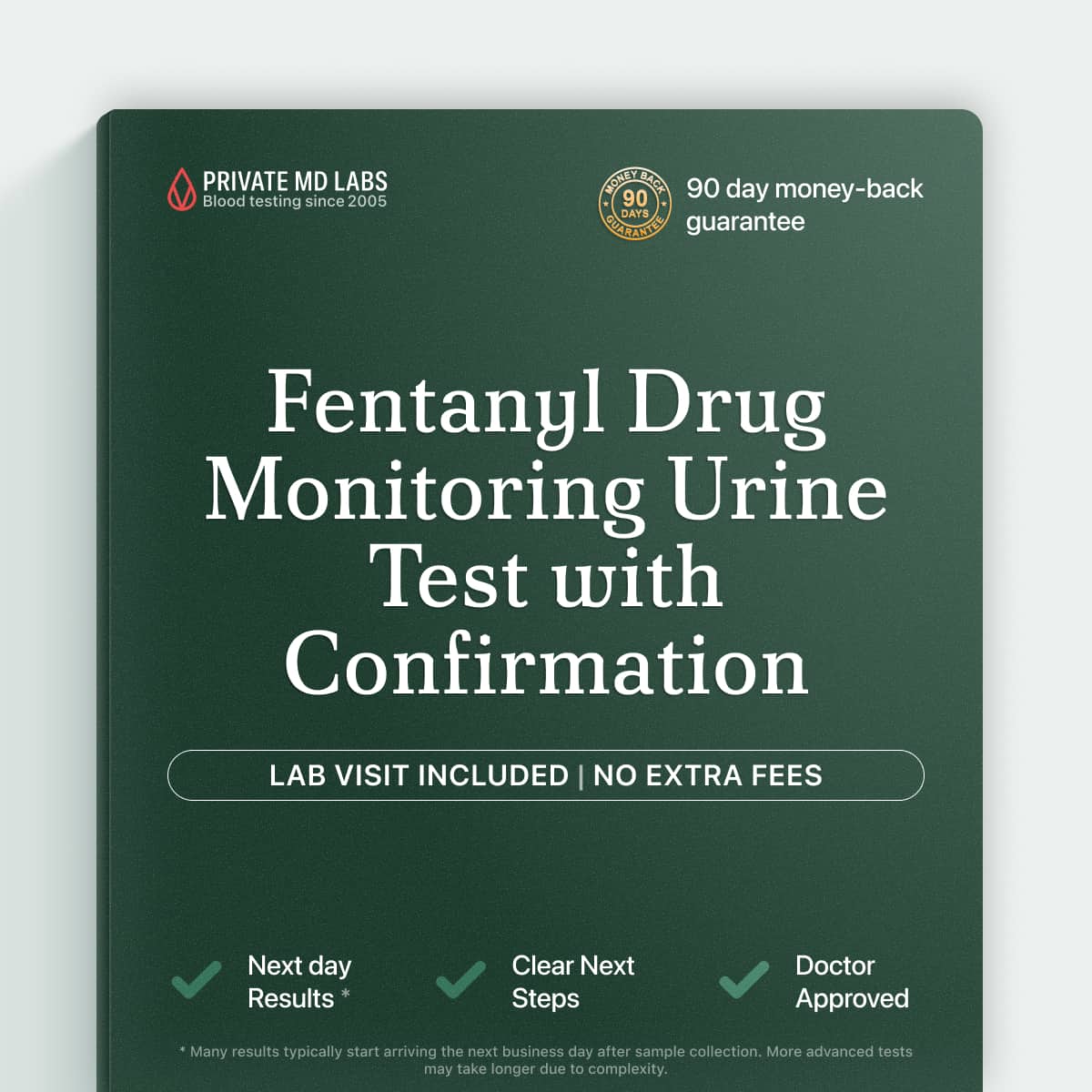 Urine drug monitoring test confirming fentanyl compliance and detecting unauthorized use
