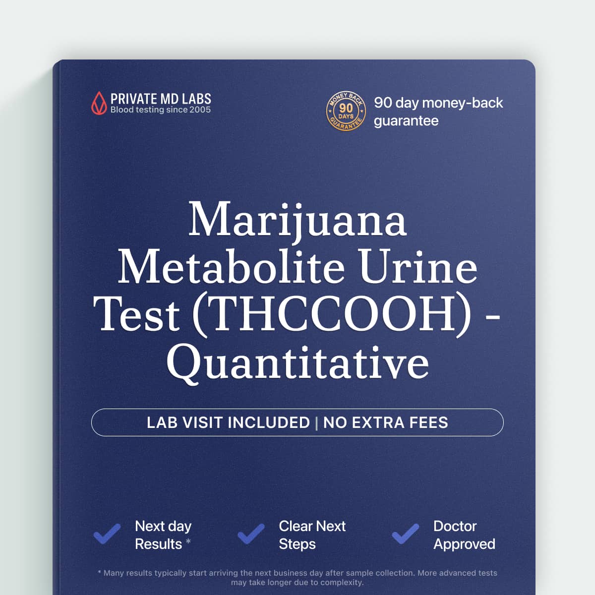 Quantitative urine test detecting THC-COOH marijuana metabolite for drug monitoring