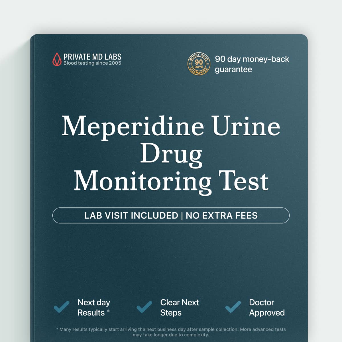 Urine drug monitoring test for meperidine compliance during prescribed pain treatment