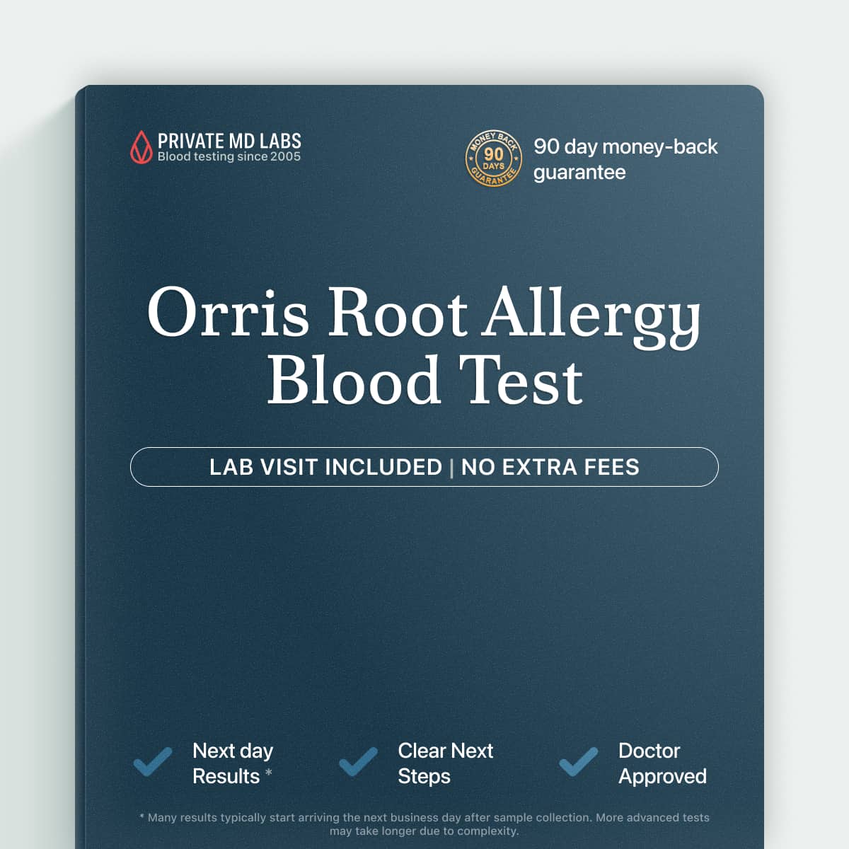 Allergy blood test vial for detecting Orris Root allergen sensitivity