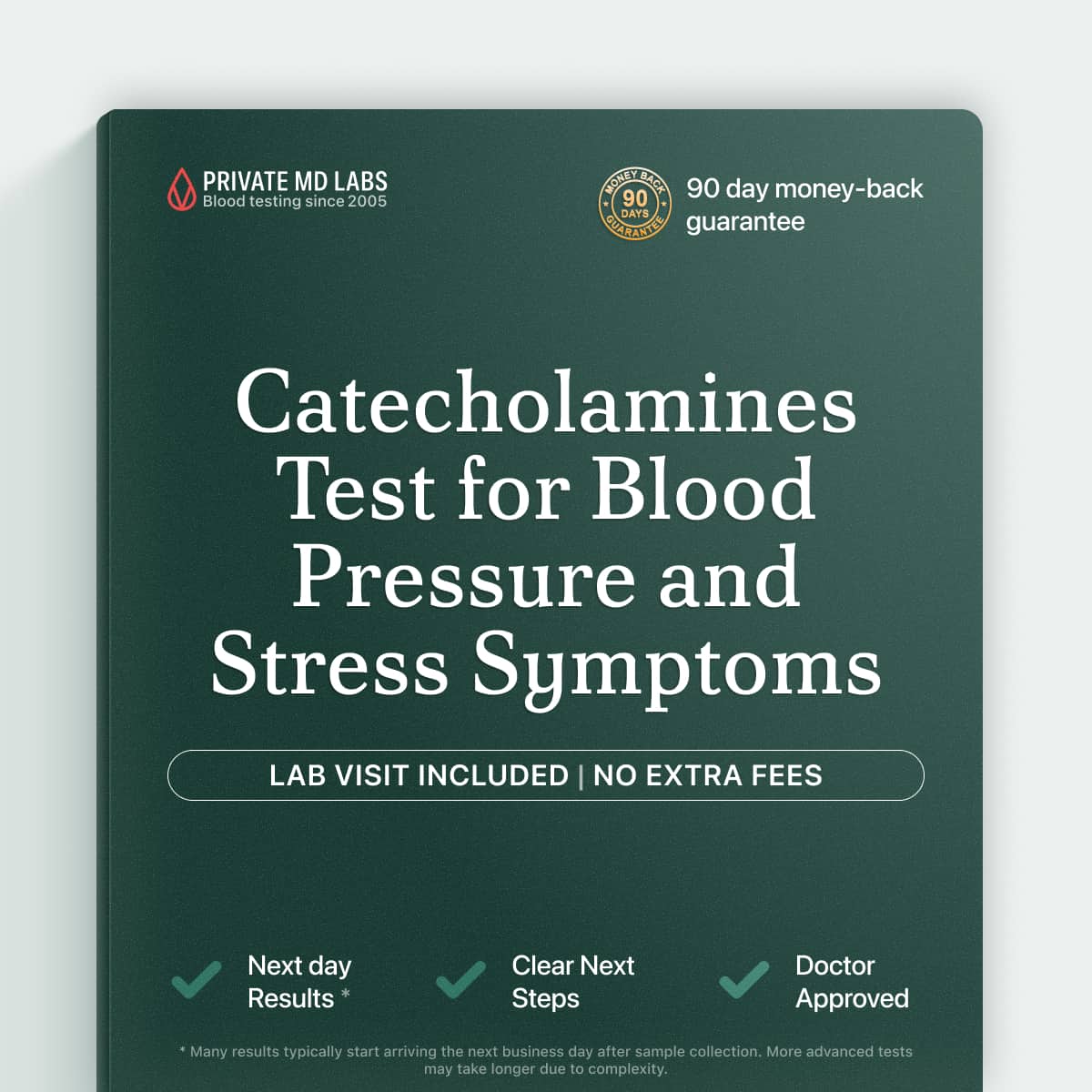 Catecholamines urine test for adults with high blood pressure or stress symptoms